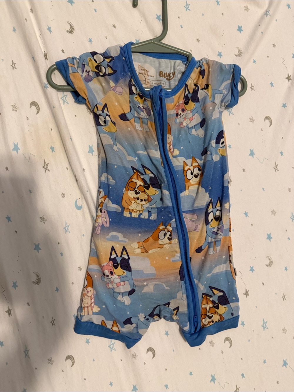 Little Sleepies Blue Cartoon Puppy Short Sleeve One-Piece